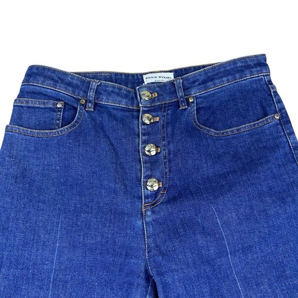 Sonia Rykiel Womens Bootcut Jeans Sz 40 / 31x32 High Rise Button Closure Luxury - Picture 3 of 16
